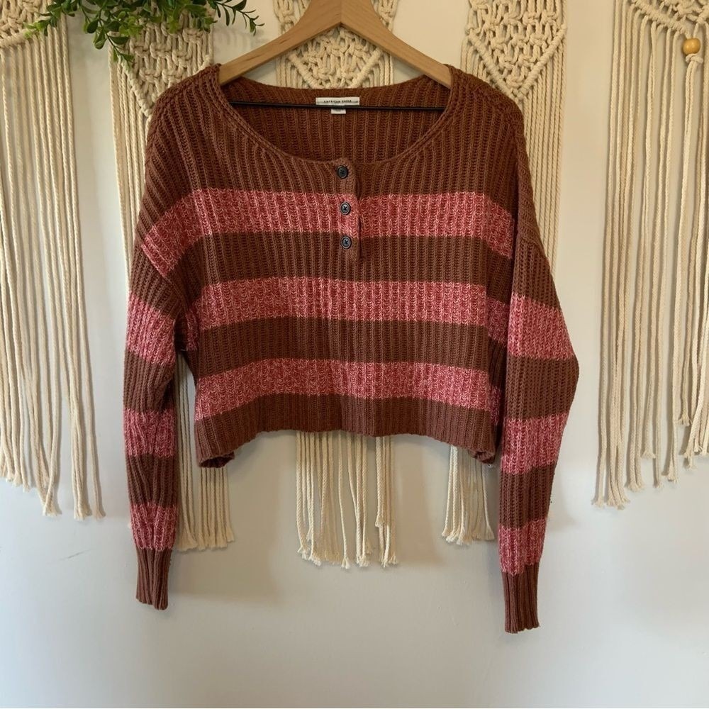 AMERICAN EAGLE Women's Striped Cropped Sweater Size Small